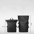 20L to 27L expandable capacity demonstration of the roll-top backpack