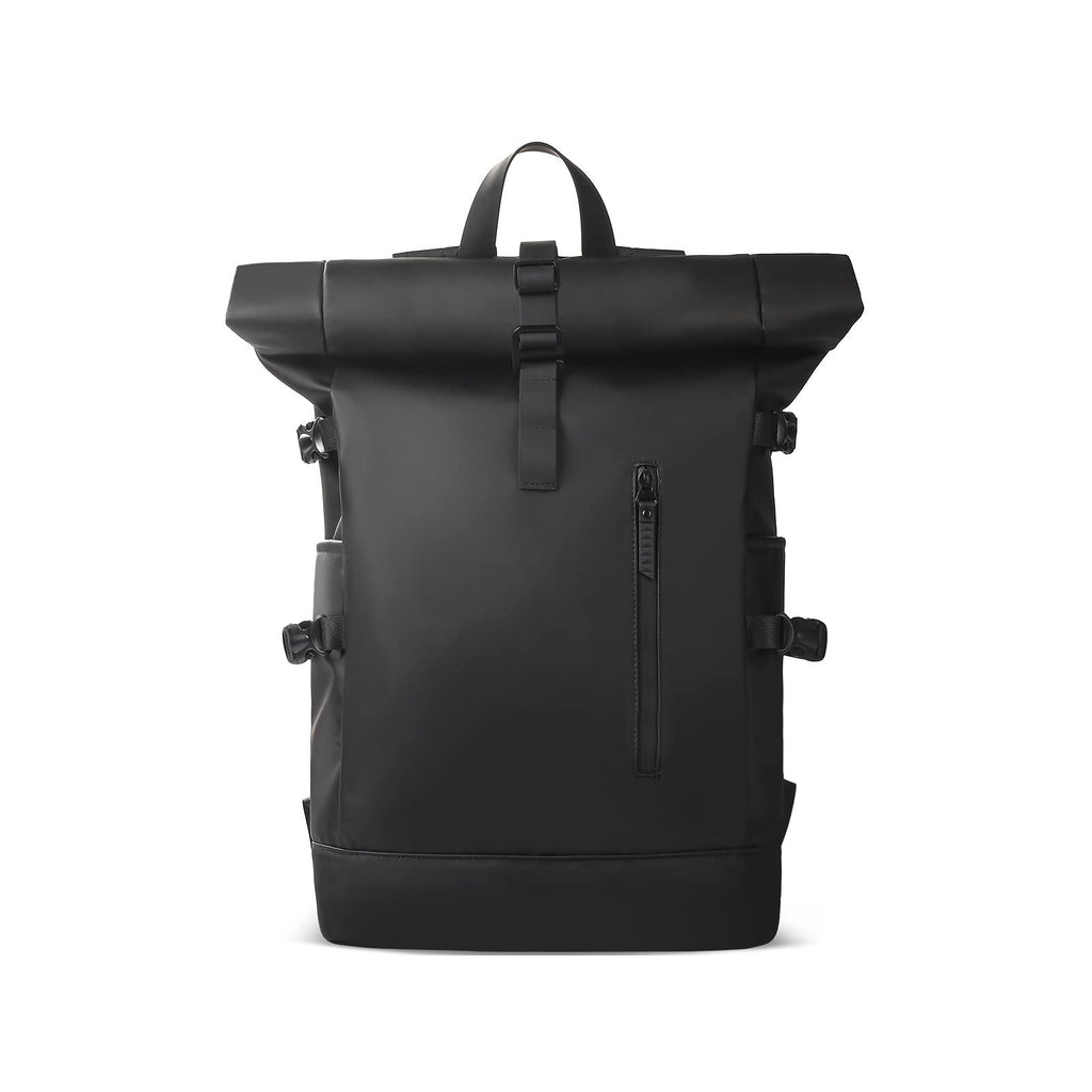 Black 20L expandable roll-top backpack for commute and travel
