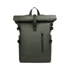 Green 20L expandable roll-top backpack for commute and travel
