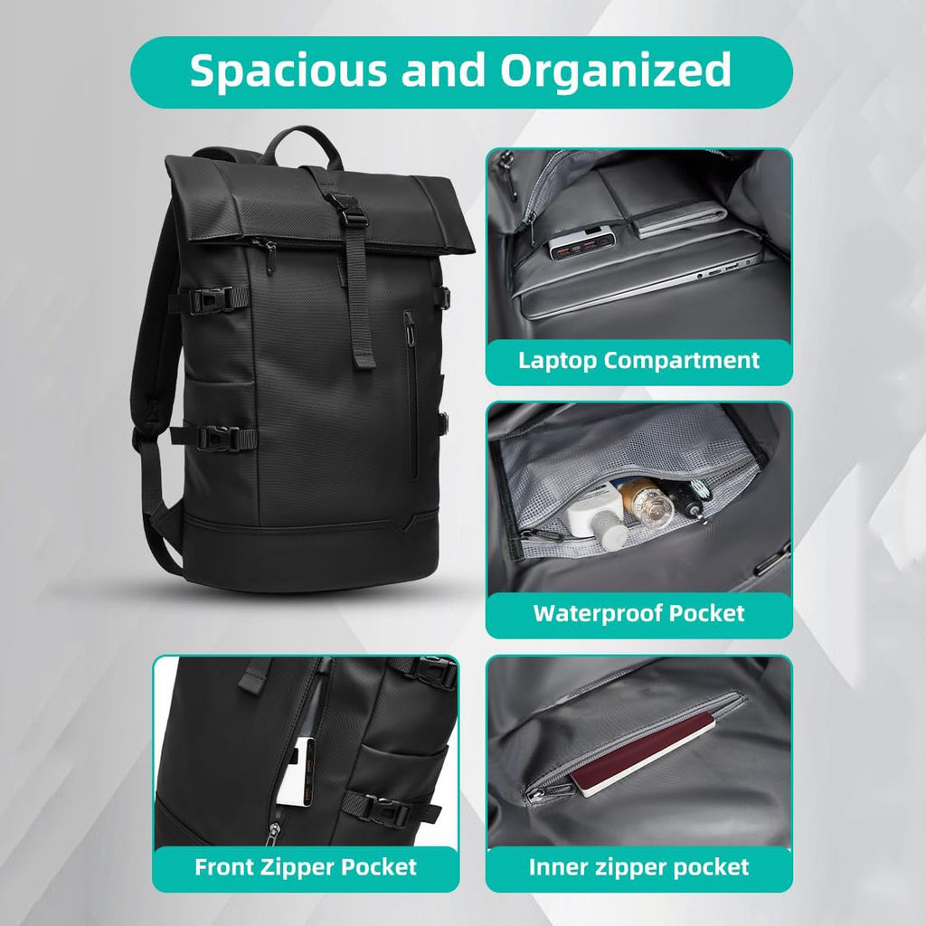 Quick-access back zipper opening for the dedicated laptop compartment