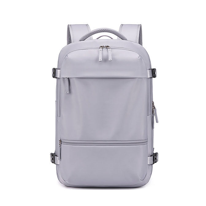 Front view of RolePack 20L Expandable Travel Backpack in lavender purple