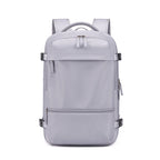 Front view of RolePack 20L Expandable Travel Backpack in lavender purple