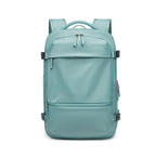 Front view of RolePack 20L Expandable Travel Backpack in mint green