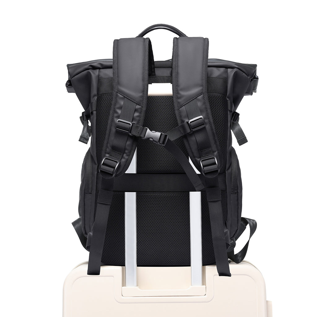Back view of the 30L roll-top everyday backpack