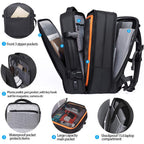 Detailed images of the 45L expandable travel backpack