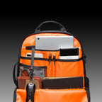 Men's waterproof laptop travel backpack with a dedicated compartment for office supplies.