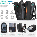 Display of the 50L Expandable Aviation Carry-On Backpack's Compartmentalized Layout