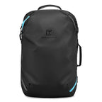 Front view of the expandable 45L vacuum-compression backpack.