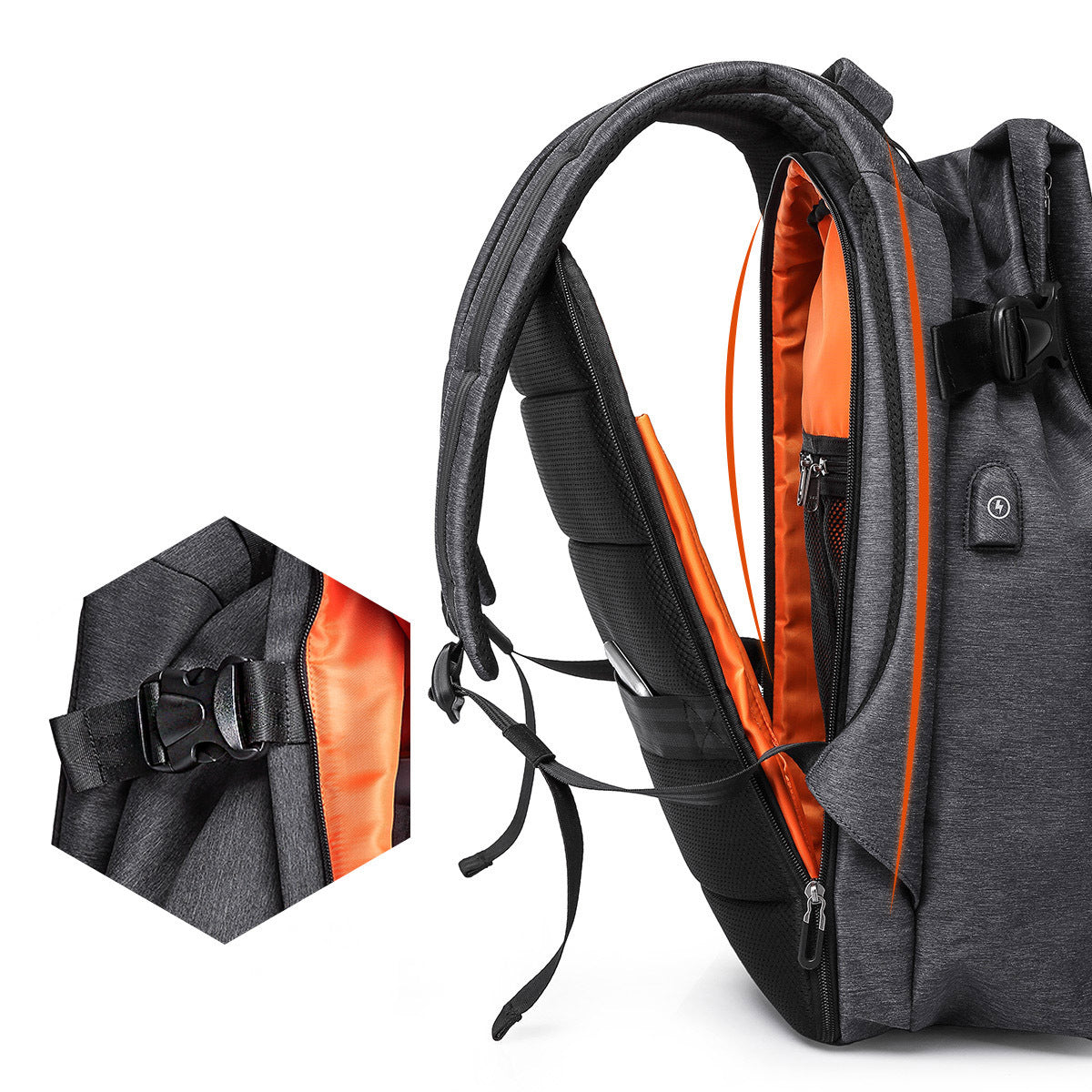 Design details of the anti-theft outdoor backpack