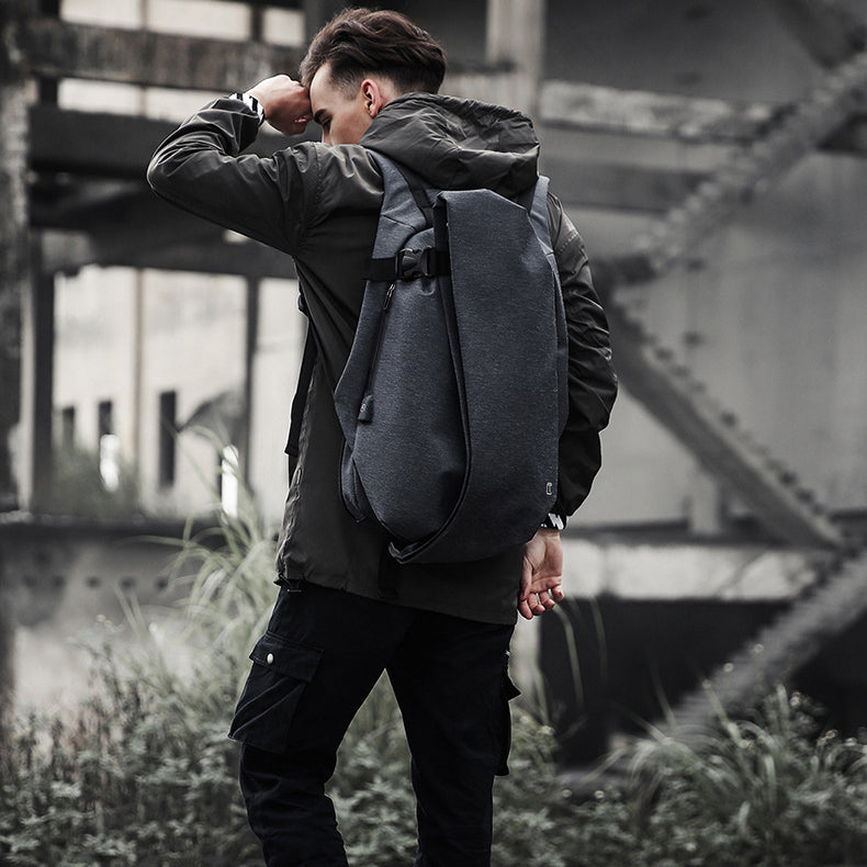 Anti-theft outdoor backpack shown on a model