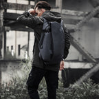Anti-theft outdoor backpack shown on a model