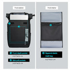 Specifications for the front pocket of the 20L Roll-Up Ride Backpack