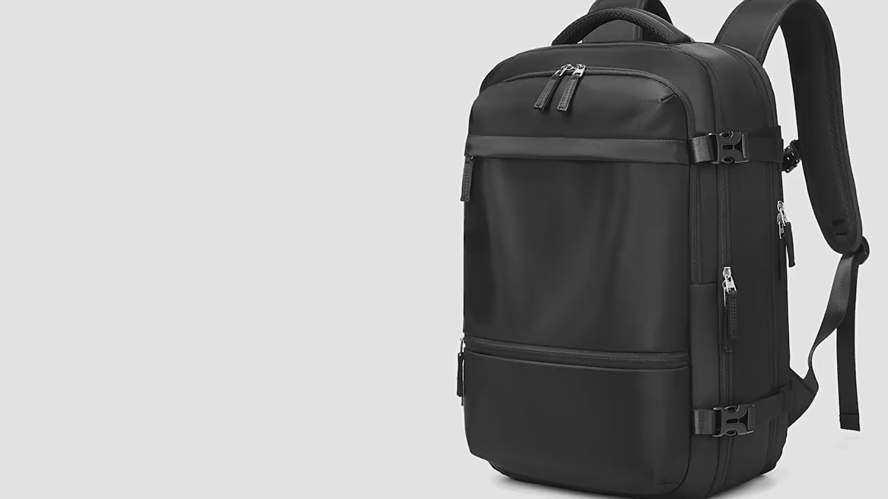 Product demonstration video showing the features, 180-degree opening, and capacity expansion of the RolePack 20L Expandable Travel Backpack.