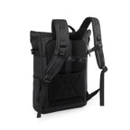 Ergonomic back view of the 20L backpack showcasing thickly padded shoulder straps and a breathable mesh back panel for commuter comfort.
