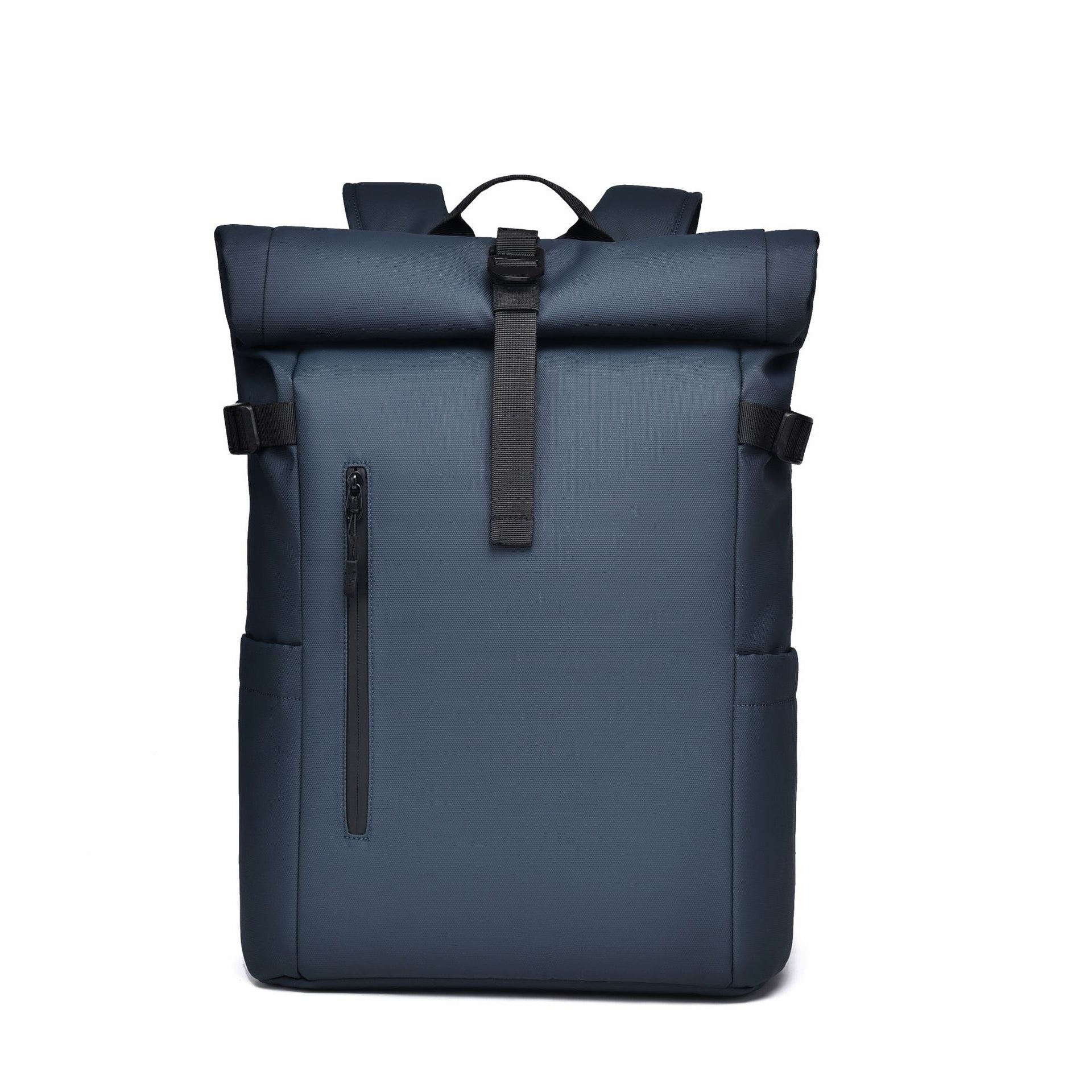 A navy blue 20L roll-top laptop backpack with an expandable main compartment.