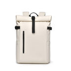 A clean off-white 20L waterproof roll-top backpack with contrast black hardware and straps.
